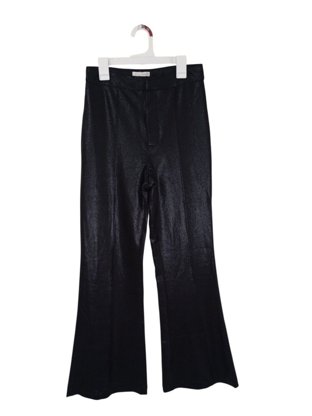 Flying Tomato Womens Shiny Black Flared Pants Size Small